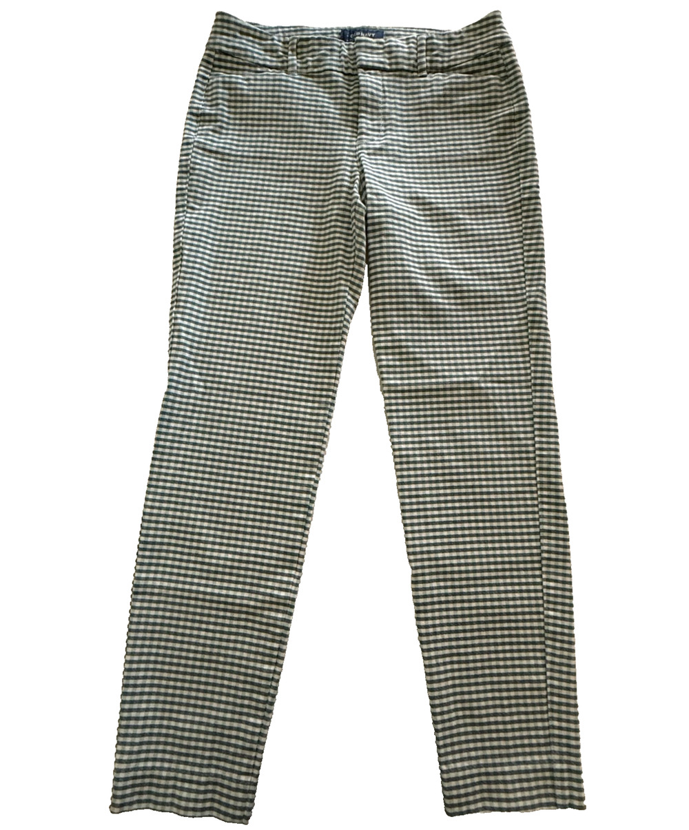 Old Navy Pixie Ankle Pants Womens Size 4 Blue Gingham Print Stretch Pockets
